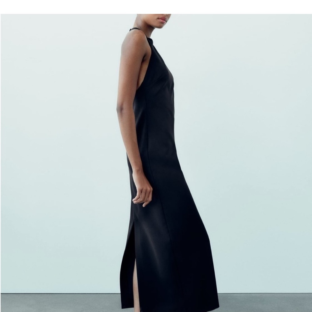 Zara Black Asymmetrical Halter Dress - Picture 8 of 11